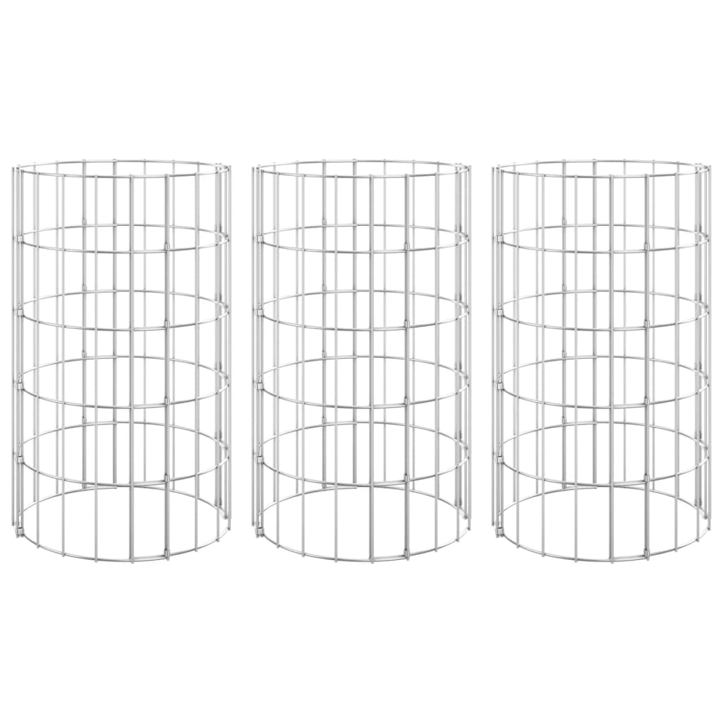 Vidaxl Gabion Planters 3 ST Round Rouled Ø30x50 cm Steel
