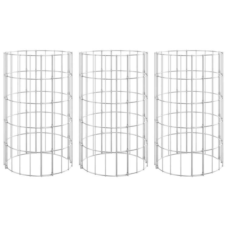 Vidaxl Gabion Planters 3 ST Round Rouled Ø30x50 cm Steel