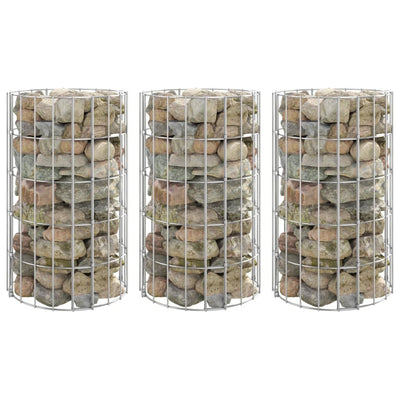 Vidaxl Gabion Planters 3 ST Round Rouled Ø30x50 cm Steel