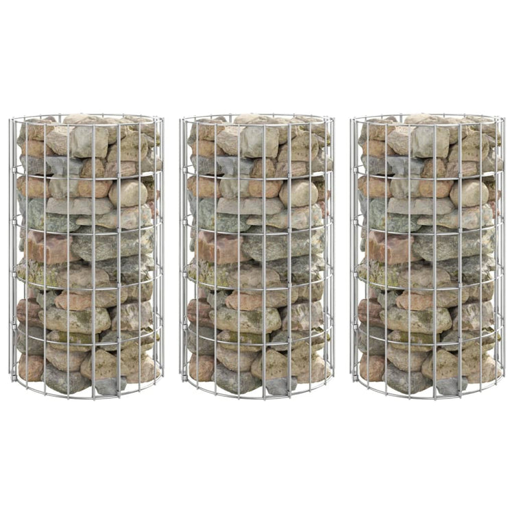Vidaxl Gabion Planters 3 ST Round Rouled Ø30x50 cm Steel
