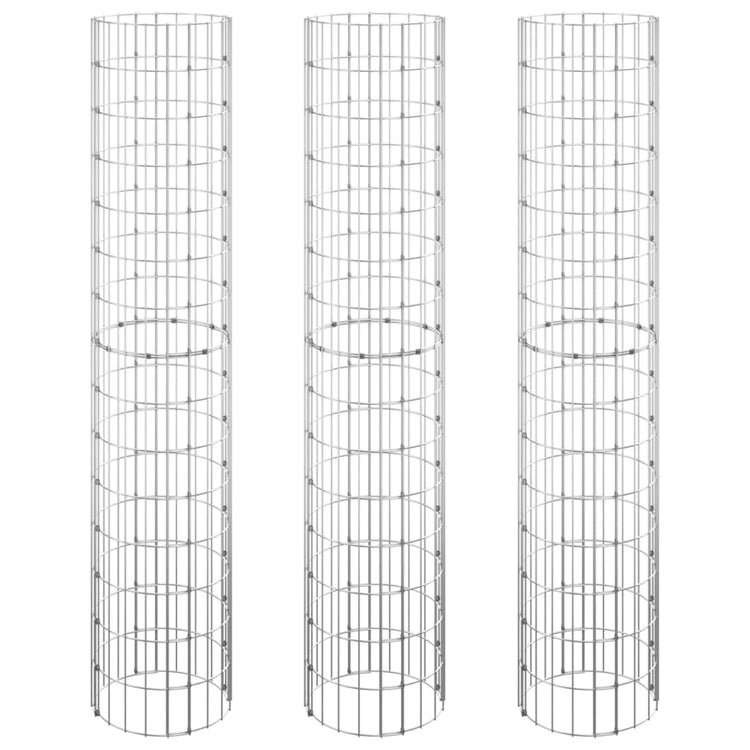 Vidaxl Gabion Planters 3 ST Round Rouled Ø30x150 cm Steel