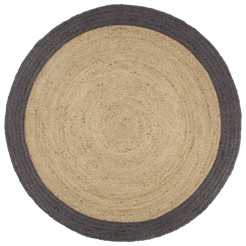 Viaxl tapis fait à la main avec une bordure gris foncé 180 cm jute