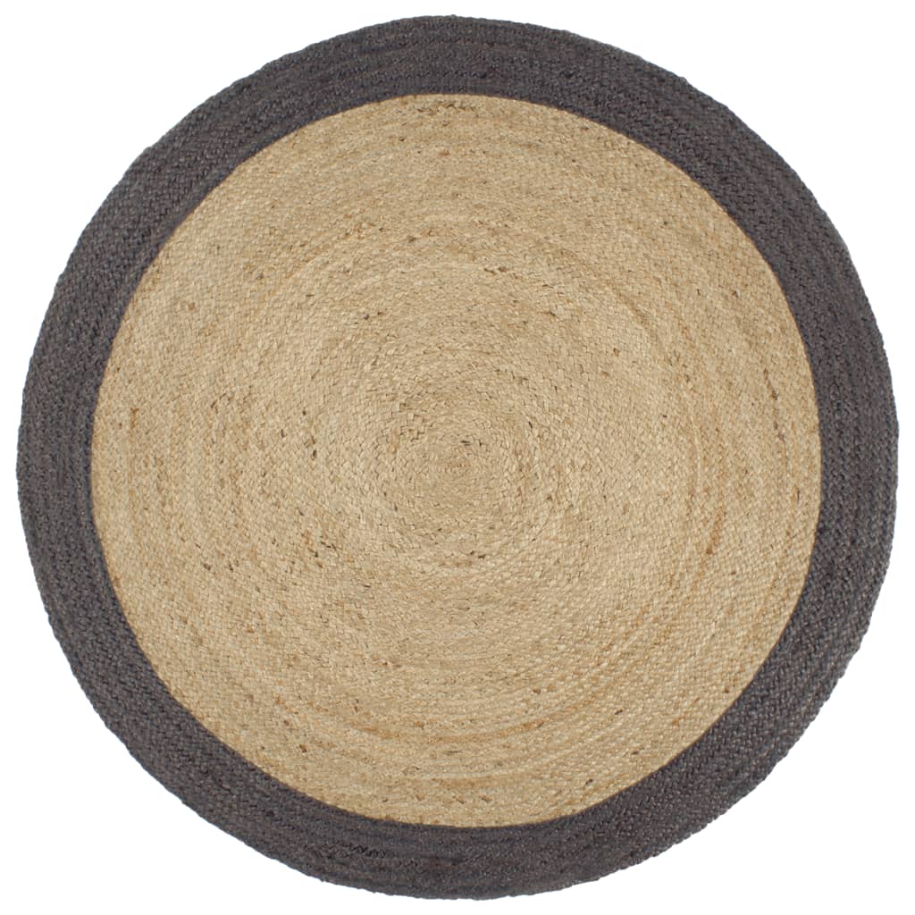 Viaxl tapis fait à la main avec une bordure gris foncé 210 cm jute