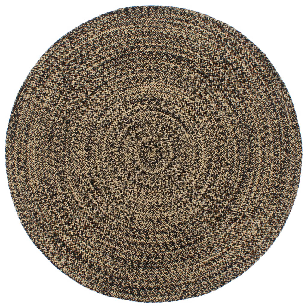 Vidaxl tapis fait à la main 210 cm de jute noire et marron