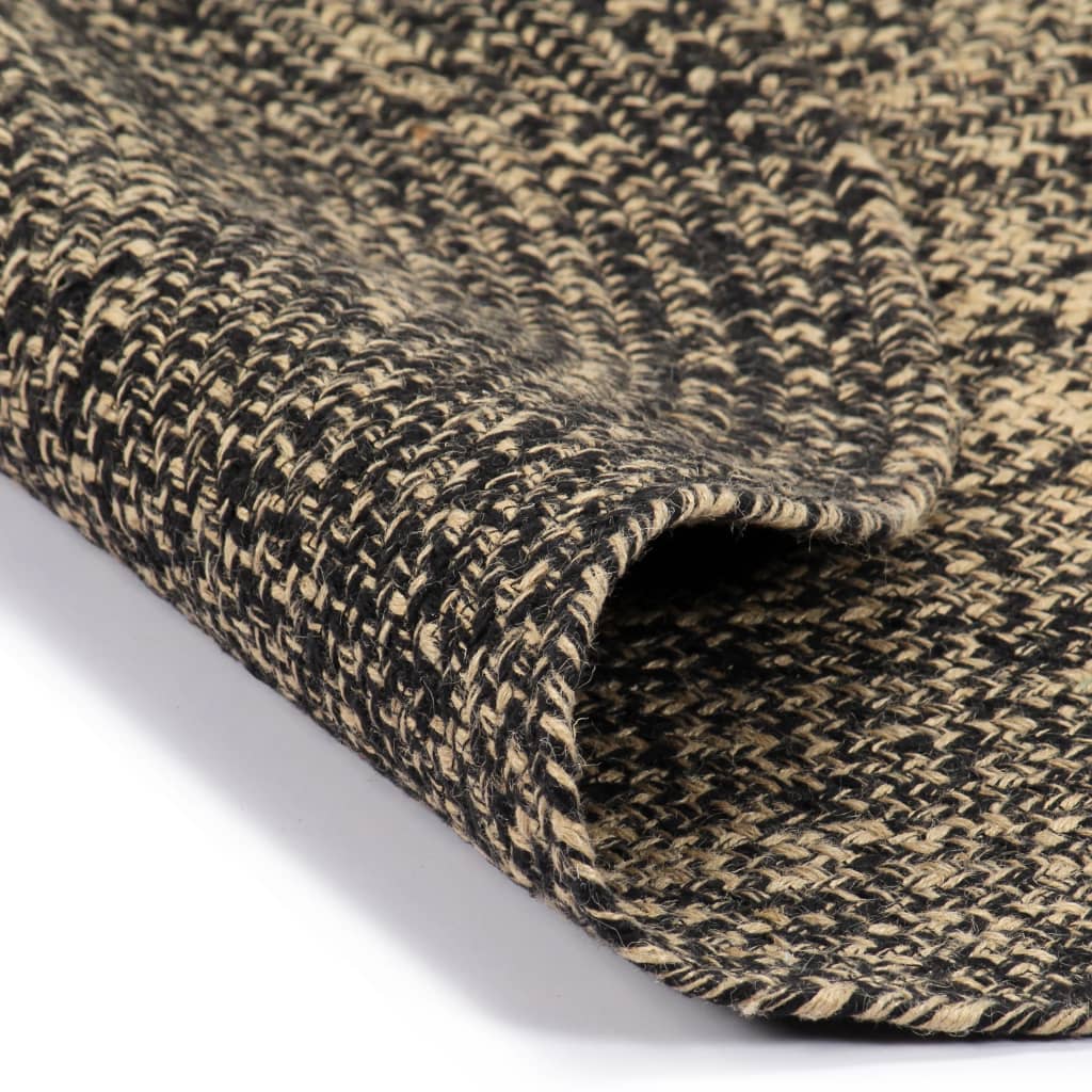 Vidaxl tapis fait à la main 210 cm de jute noire et marron