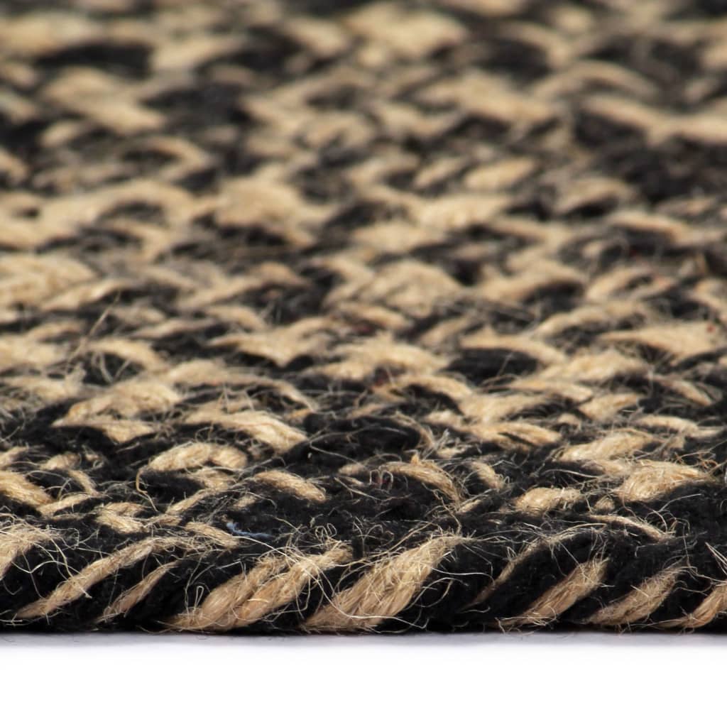 Vidaxl tapis fait à la main 210 cm de jute noire et marron