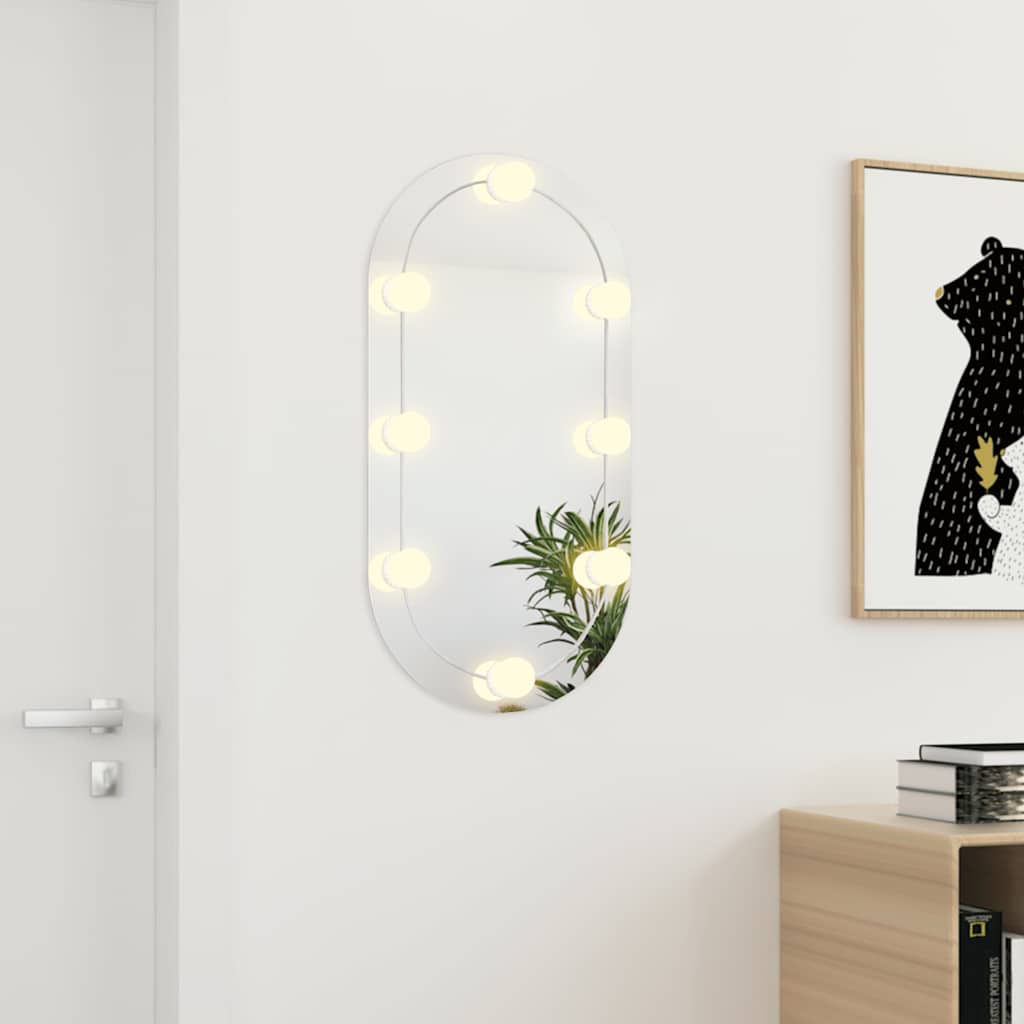 Miroir Vidaxl avec éclairage LED Verre de 80x40 cm