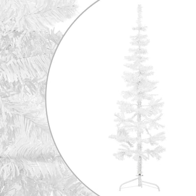 Vidaxl kunstkerstboom moitié avec un blanc standard à 120 cm blanc