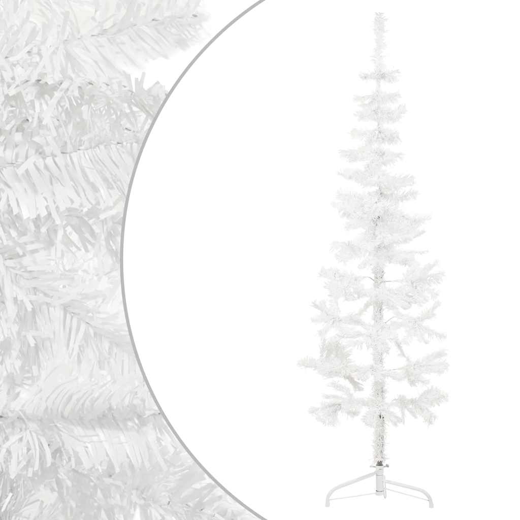 Vidaxl kunstkerstboom moitié avec un blanc standard à 150 cm blanc