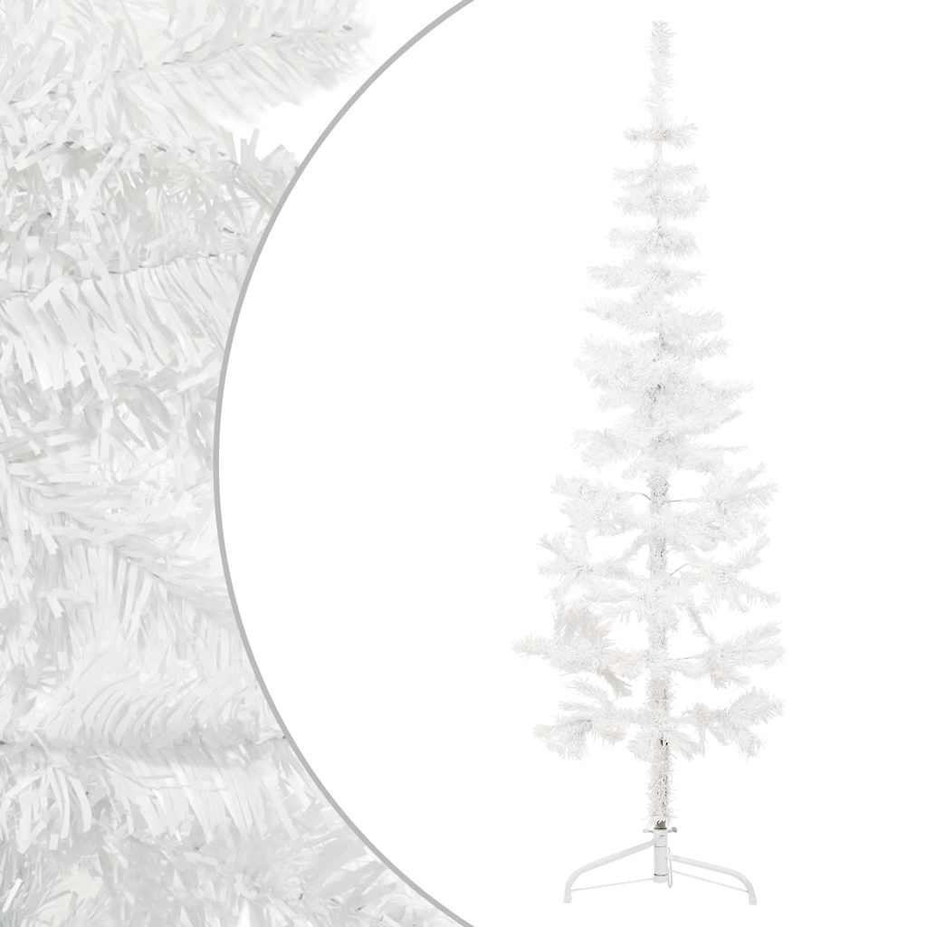 Vidaxl kunstkerstboom moitié avec un blanc standard à 180 cm blanc