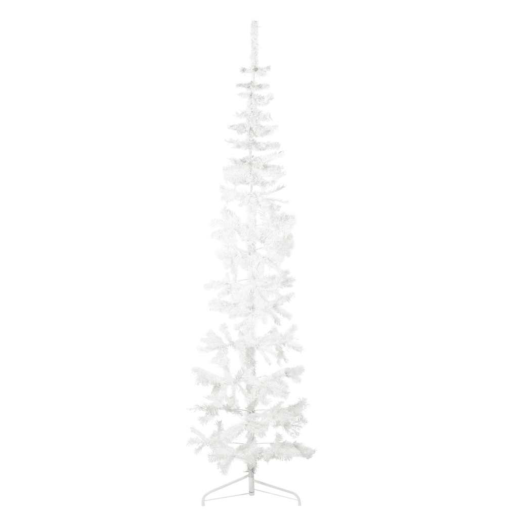 Vidaxl kunstkerstboom moitié avec un blanc standard à 210 cm blanc