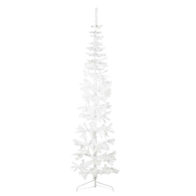 Vidaxl kunstkerstboom moitié avec un blanc standard à 210 cm blanc