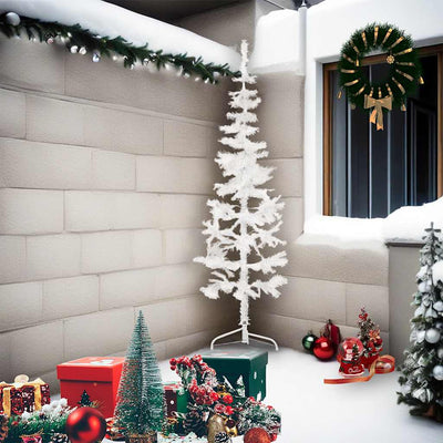Vidaxl kunstkerstboom moitié avec un blanc standard à 210 cm blanc