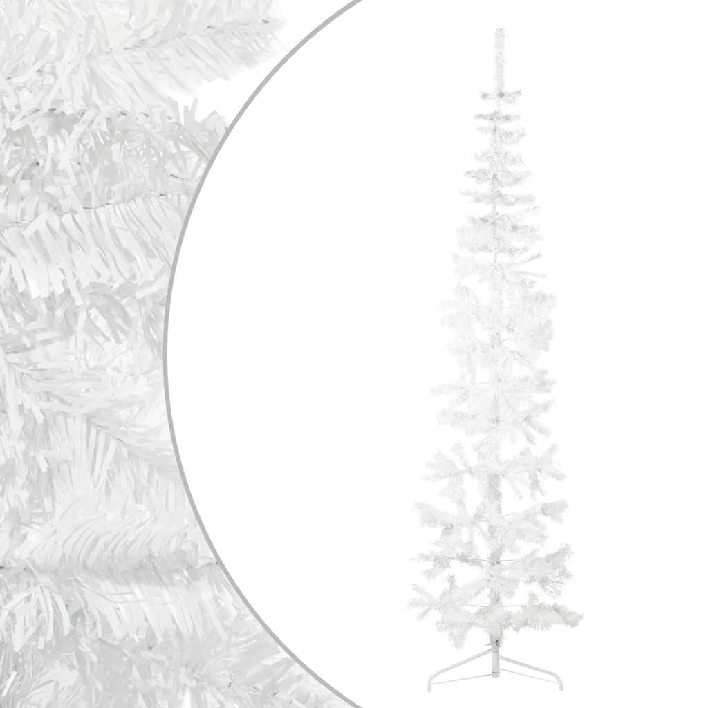Vidaxl kunstkerstboom moitié avec un blanc standard à 240 cm blanc standard