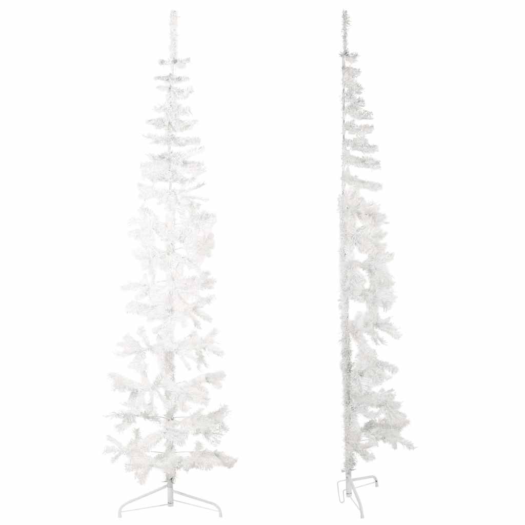 Vidaxl kunstkerstboom moitié avec un blanc standard à 240 cm blanc standard