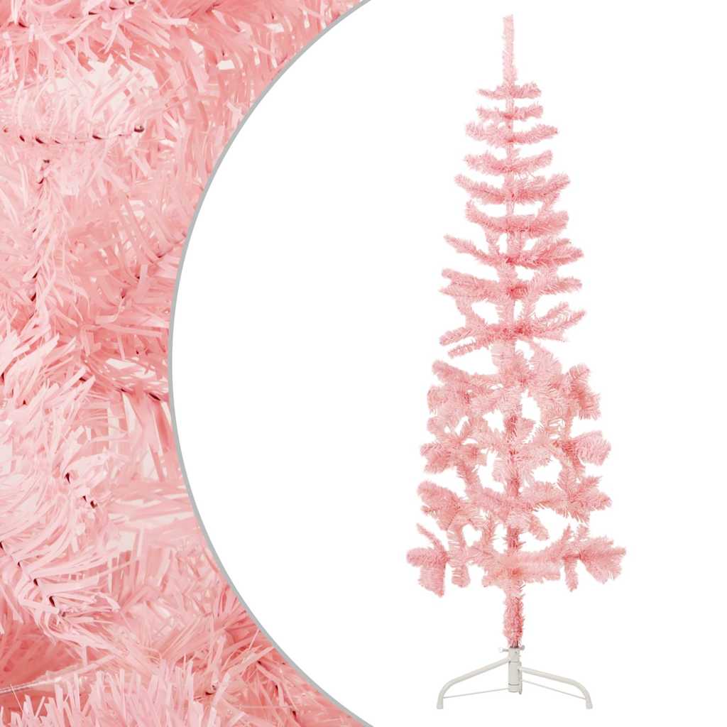 Vidaxl Kunstkerstboom moitié avec un rose standard à 150 cm étroitement standard