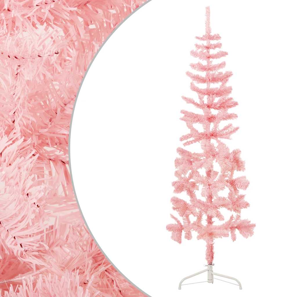 Vidaxl Kunstkerstboom moitié avec un rose standard de 180 cm standard