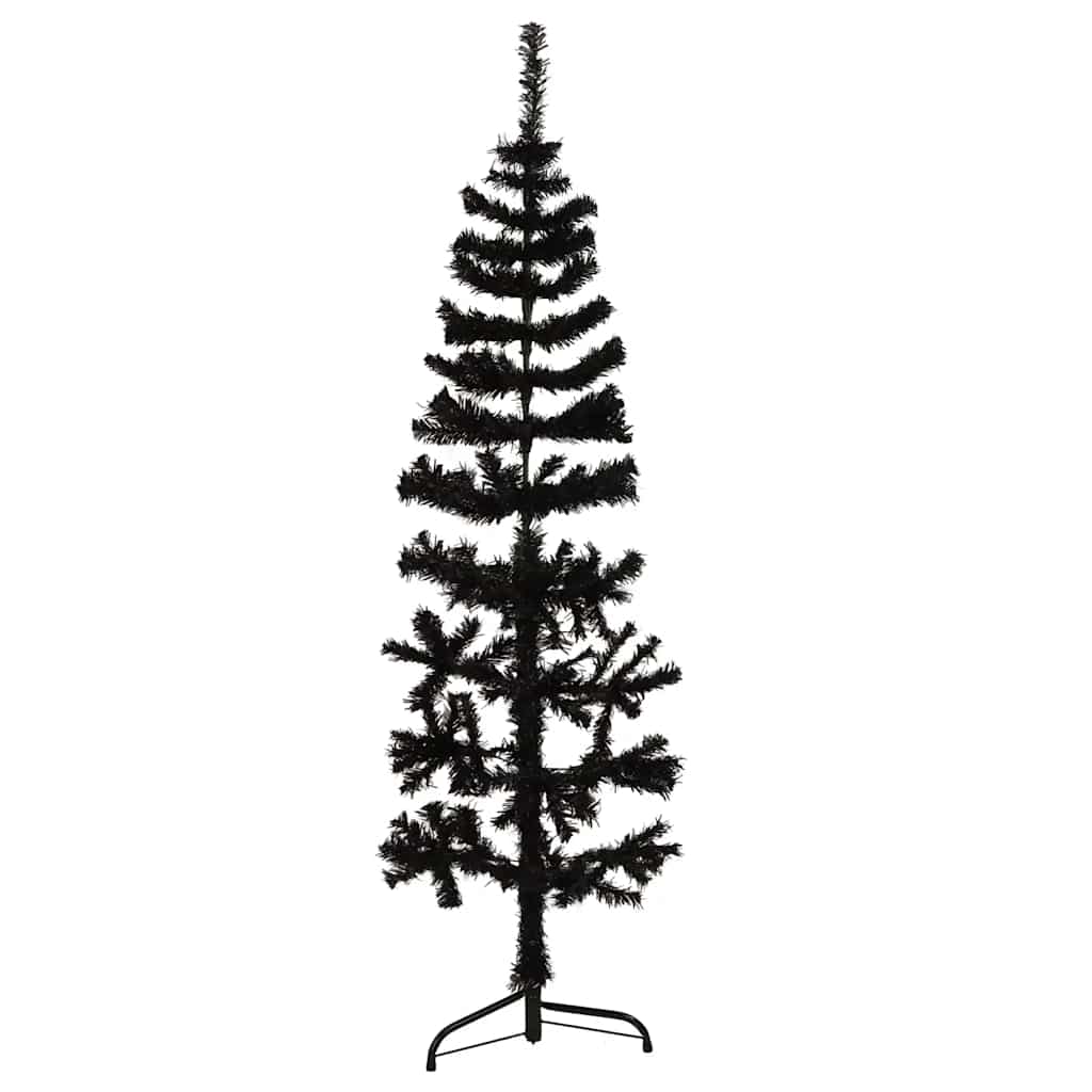 Vidaxl kunstkerstboom moitié avec un noir standard de 120 cm noire