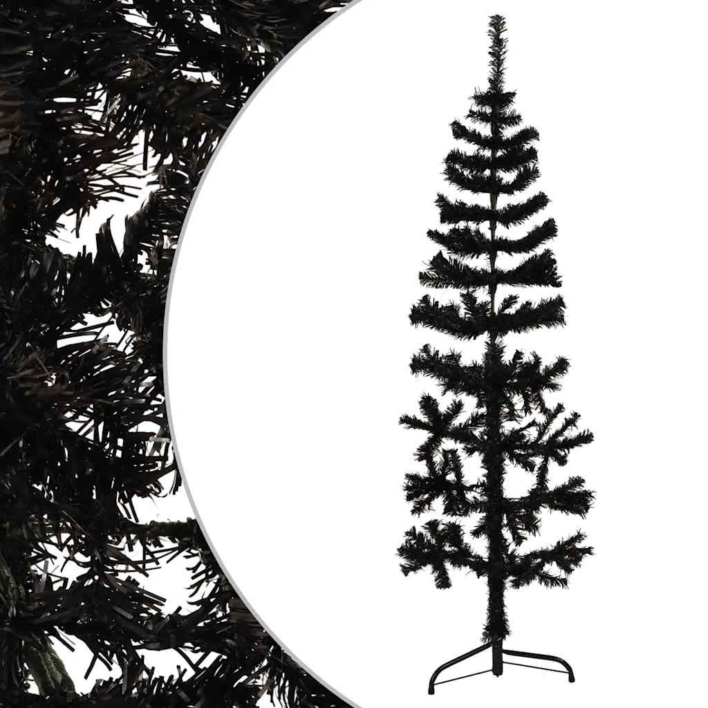 Vidaxl kunstkerstboom moitié avec un noir standard de 120 cm noire