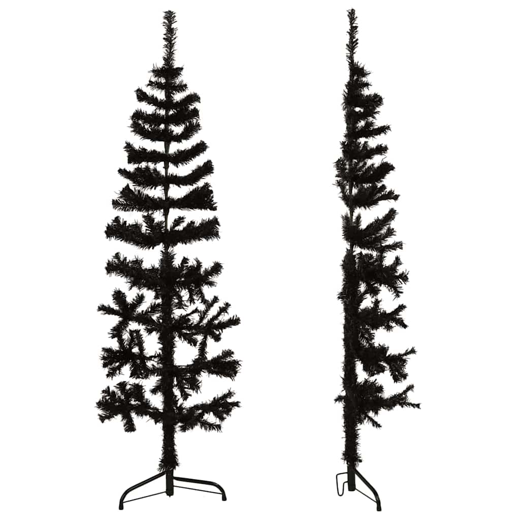 Vidaxl kunstkerstboom moitié avec un noir standard de 120 cm noire