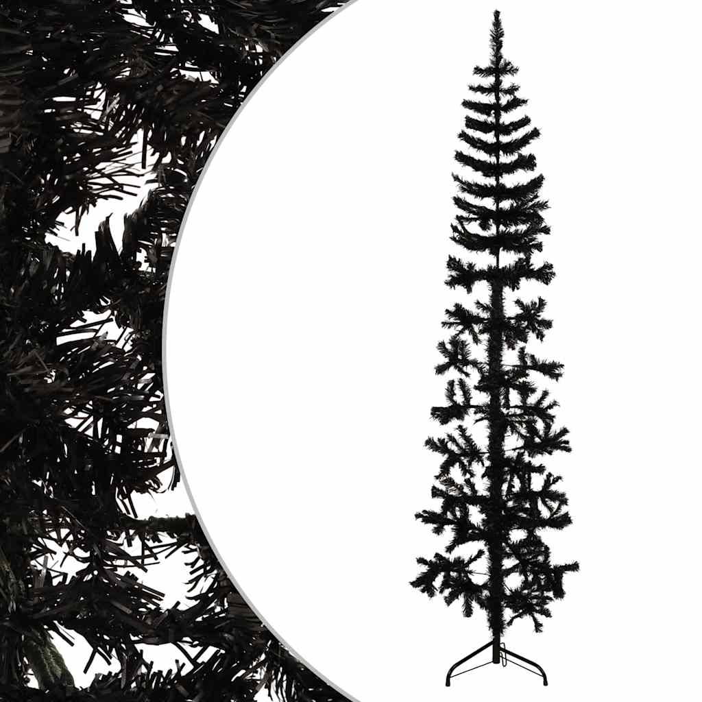 Vidaxl kunstkerstboom moitié avec un noir de 180 cm étroit standard