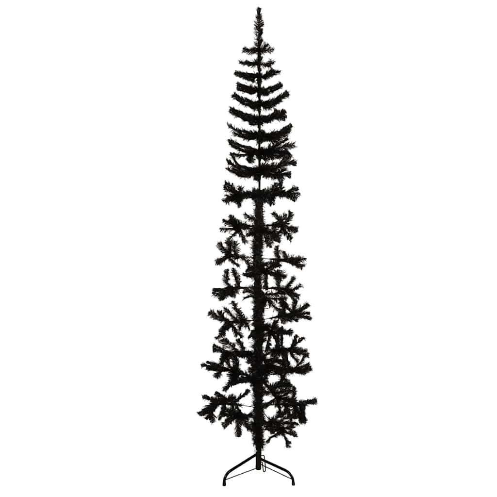 Vidaxl kunstkerstboom moitié avec un noir standard à 210 cm noir