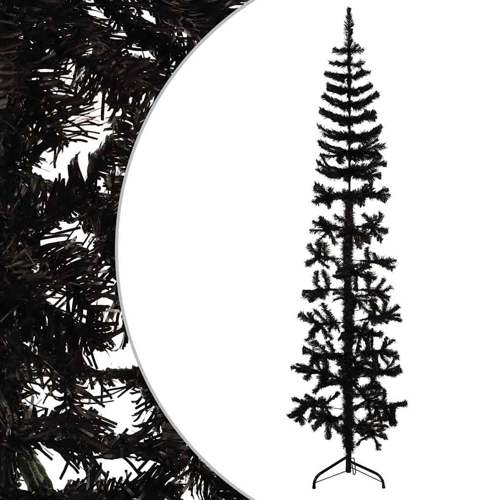 Vidaxl kunstkerstboom moitié avec un noir standard à 210 cm noir