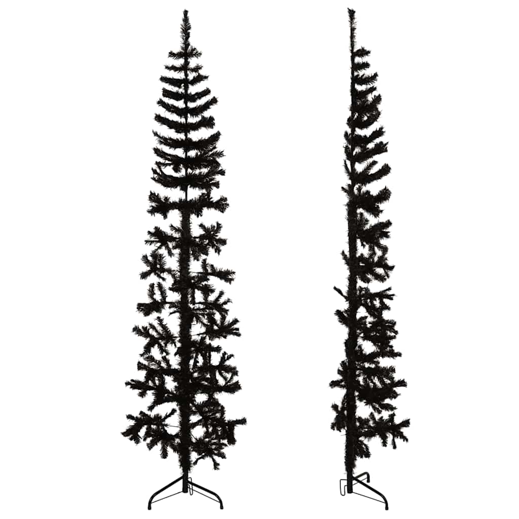 Vidaxl kunstkerstboom moitié avec un noir standard à 210 cm noir