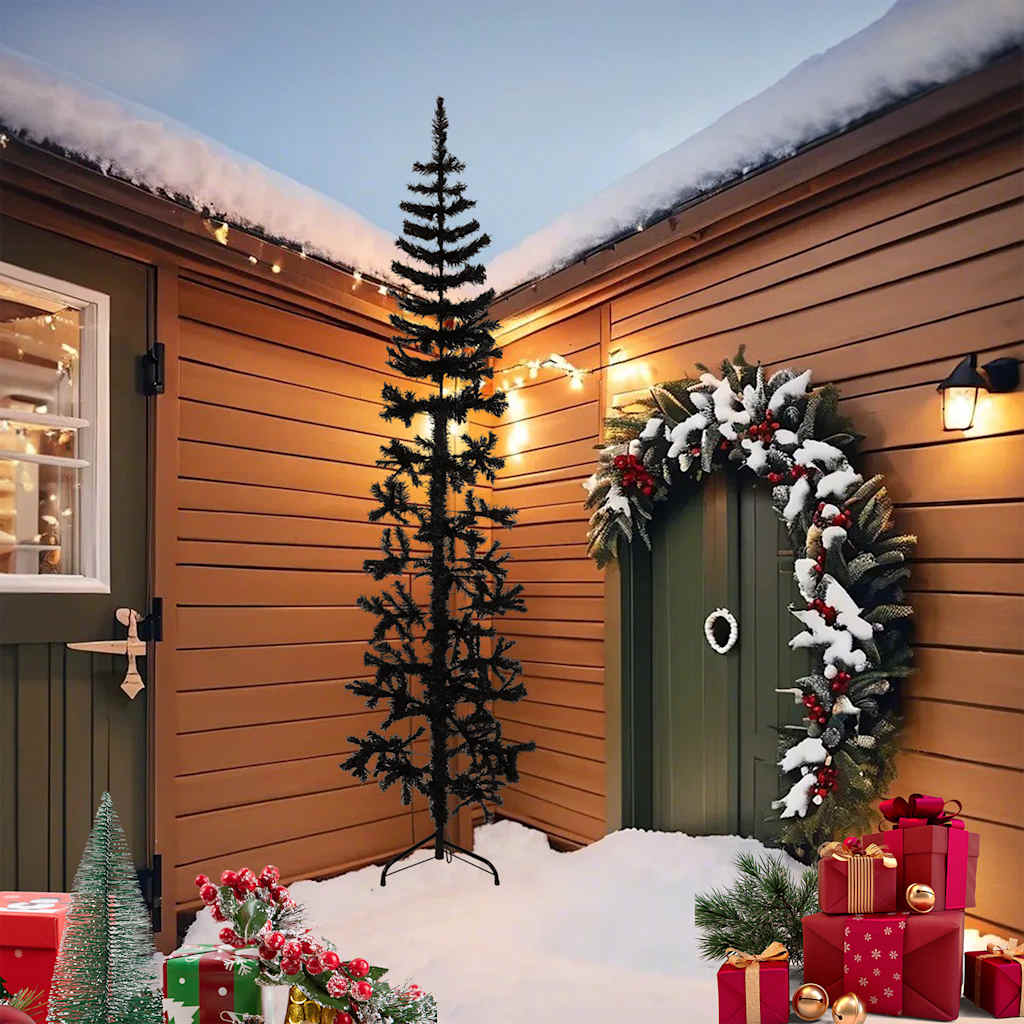 Vidaxl kunstkerstboom moitié avec un noir standard à 240 cm noire