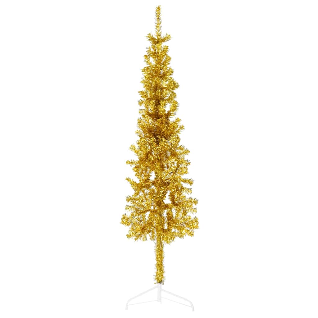 Vidaxl kunstkerstboom moitié avec de couleur dorée de 120 cm étroite standard