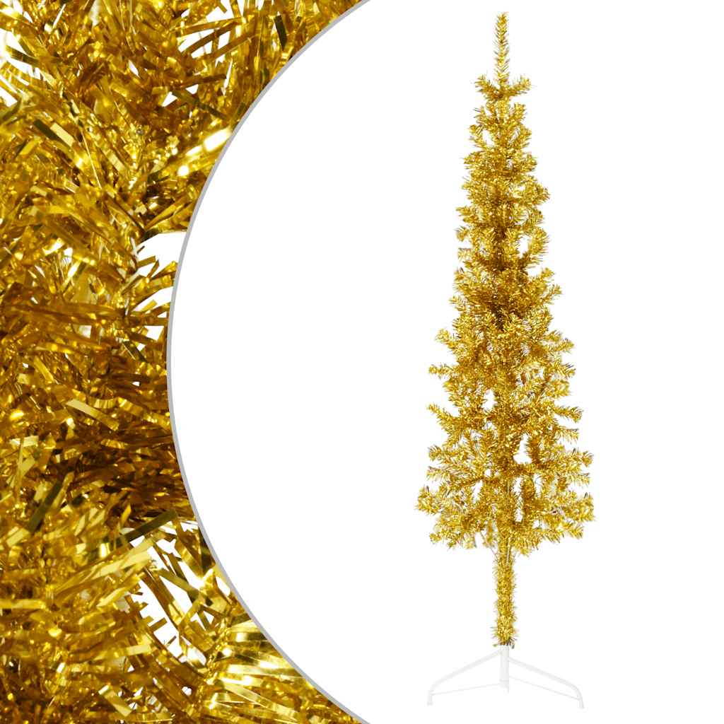 Vidaxl kunstkerstboom moitié avec de couleur dorée de 120 cm étroite standard