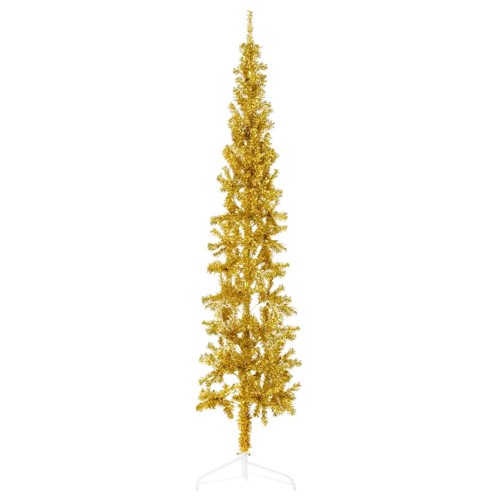 Vidaxl kunstkerstboom moitié avec de couleur dorée de 180 cm étroite standard