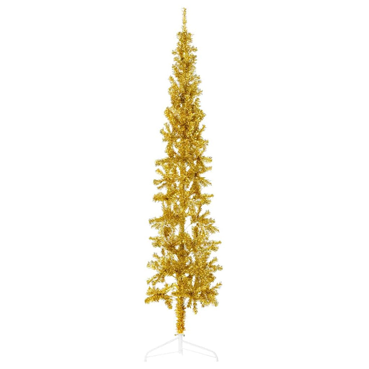 Vidaxl kunstkerstboom moitié avec de couleur or étroite de 240 cm standard