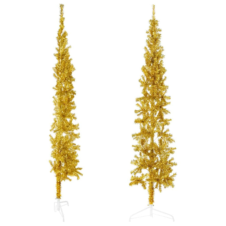 Vidaxl kunstkerstboom moitié avec de couleur or étroite de 240 cm standard