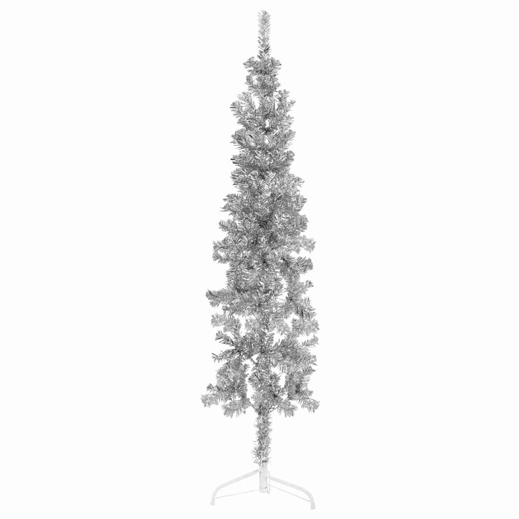 Vidaxl kunstkerstboom moitié avec de couleur argentée de 120 cm étroite standard