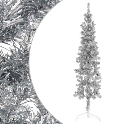 Vidaxl kunstkerstboom moitié avec de couleur argentée de 120 cm étroite standard