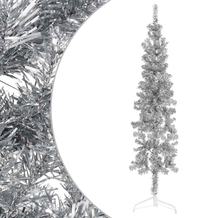 Vidaxl kunstkerstboom moitié avec de couleur argentée de 120 cm étroite standard