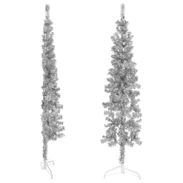 Vidaxl kunstkerstboom moitié avec de couleur argentée à 150 cm étroite standard