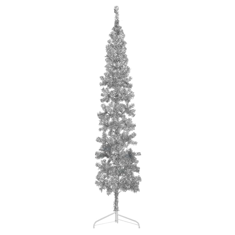Vidaxl kunstkerstboom moitié avec de couleur argentée de 240 cm étroite standard