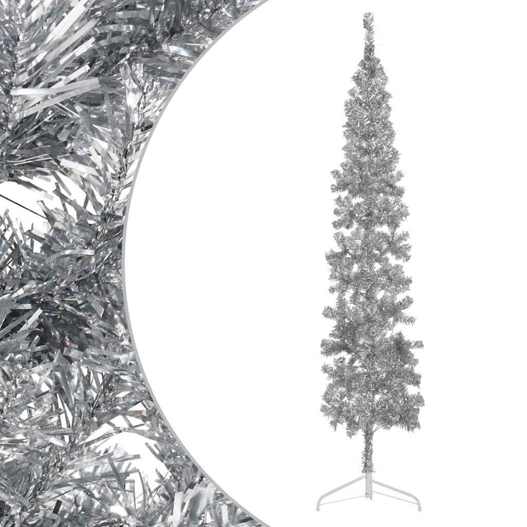 Vidaxl kunstkerstboom moitié avec de couleur argentée de 240 cm étroite standard