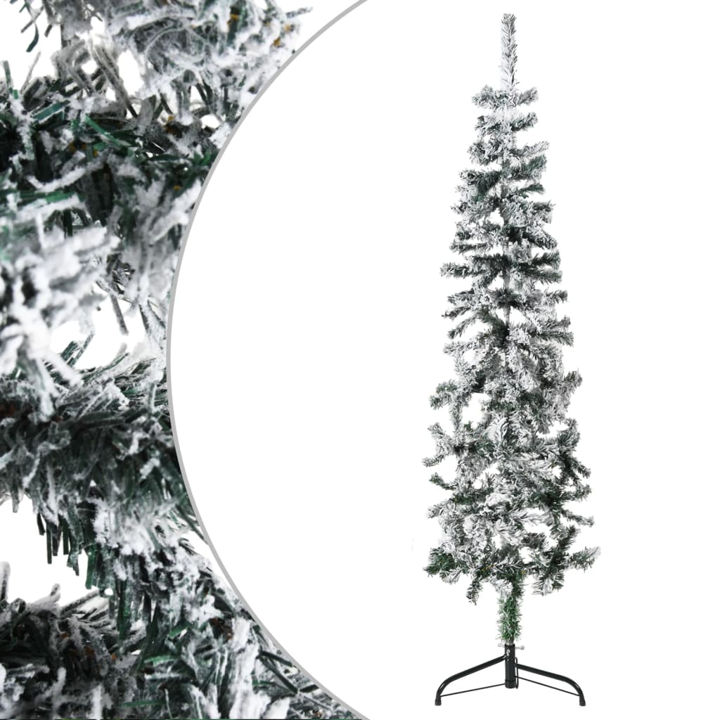 Vidaxl kunstkerstboom moitié avec neige étroite 120 cm