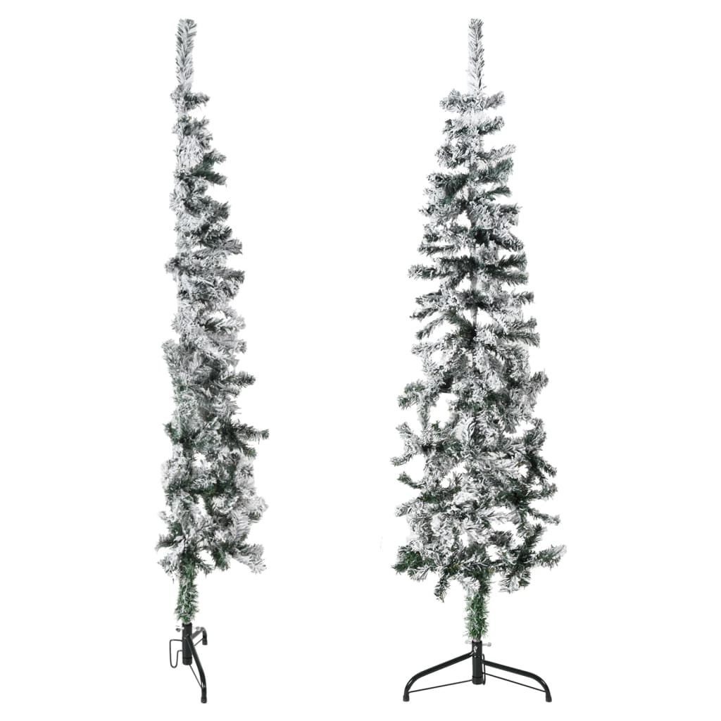 Vidaxl kunstkerstboom moitié avec neige étroite 120 cm