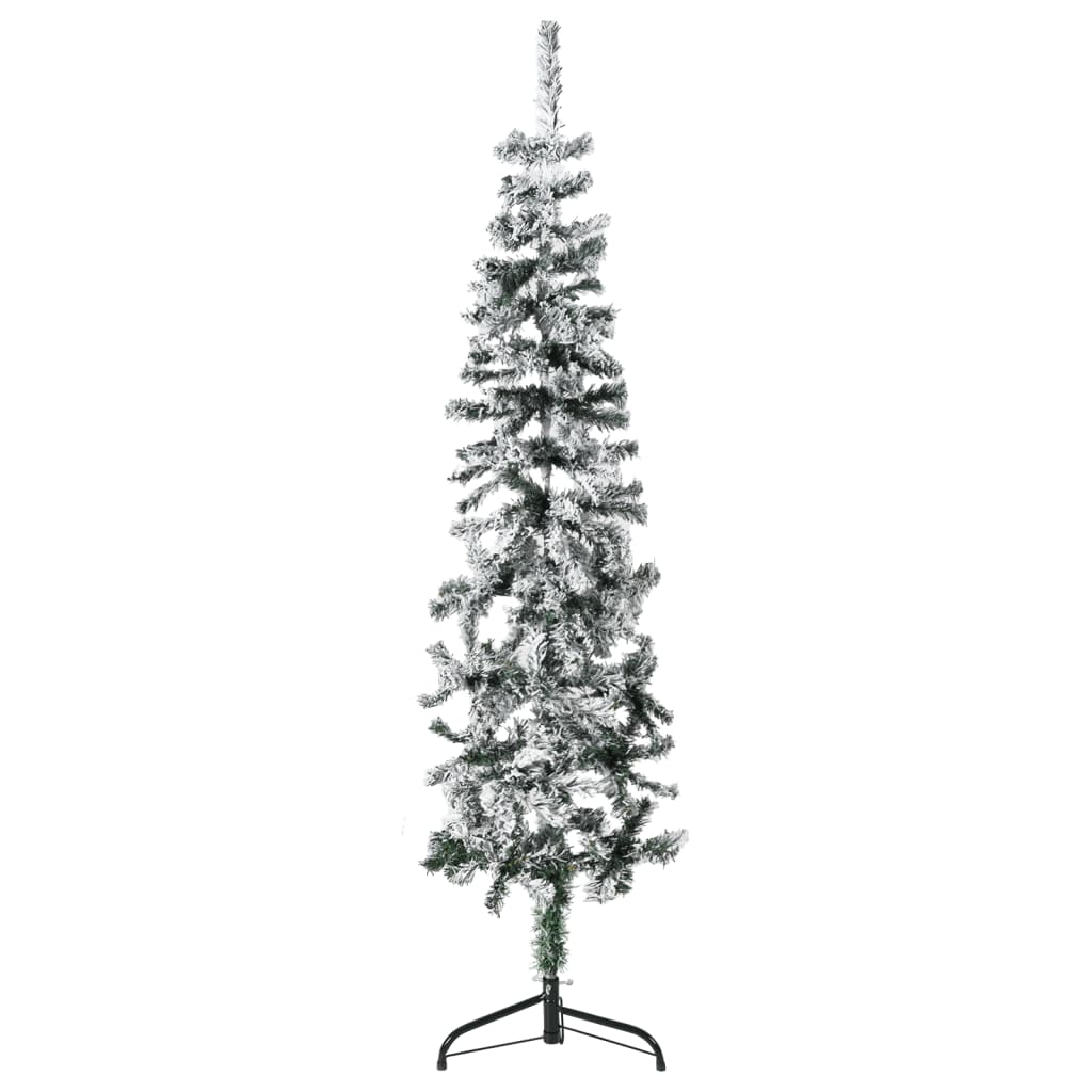 Vidaxl kunstkerstboom moitié avec neige étroite 120 cm