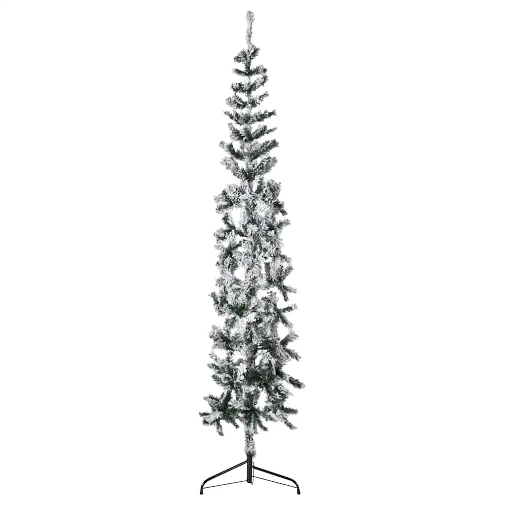 Vidaxl kunstkerstboom moitié avec neige étroite 210 cm