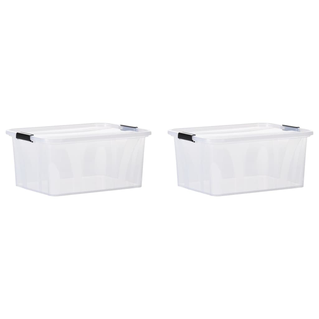 Boîtes de stockage Vidaxl 2 ST avec les couvercles 32 L transparents