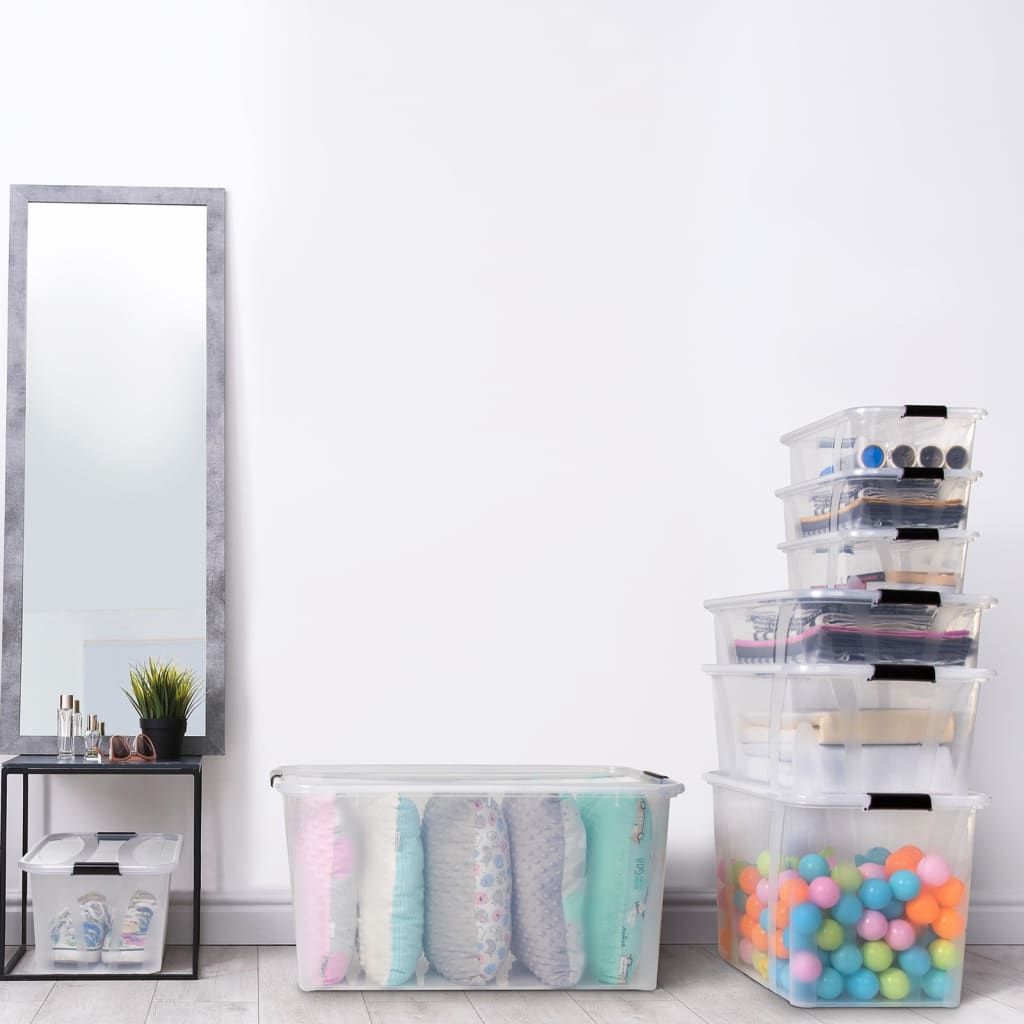 Boîtes de stockage Vidaxl 2 ST avec les couvercles 32 L transparents