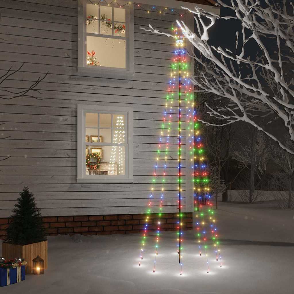 Arbre de Noël Vidaxl avec broche au sol 310 LEDS MULTICOLORÉS 300 cm