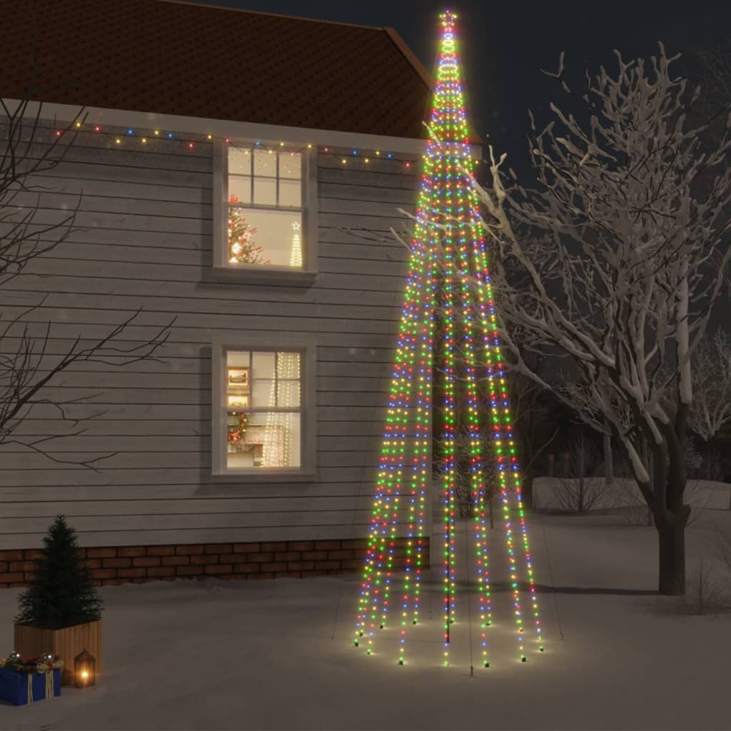 Arbre de Noël Vidaxl avec broche au sol 1134 LEDS multi-colorants 800 cm