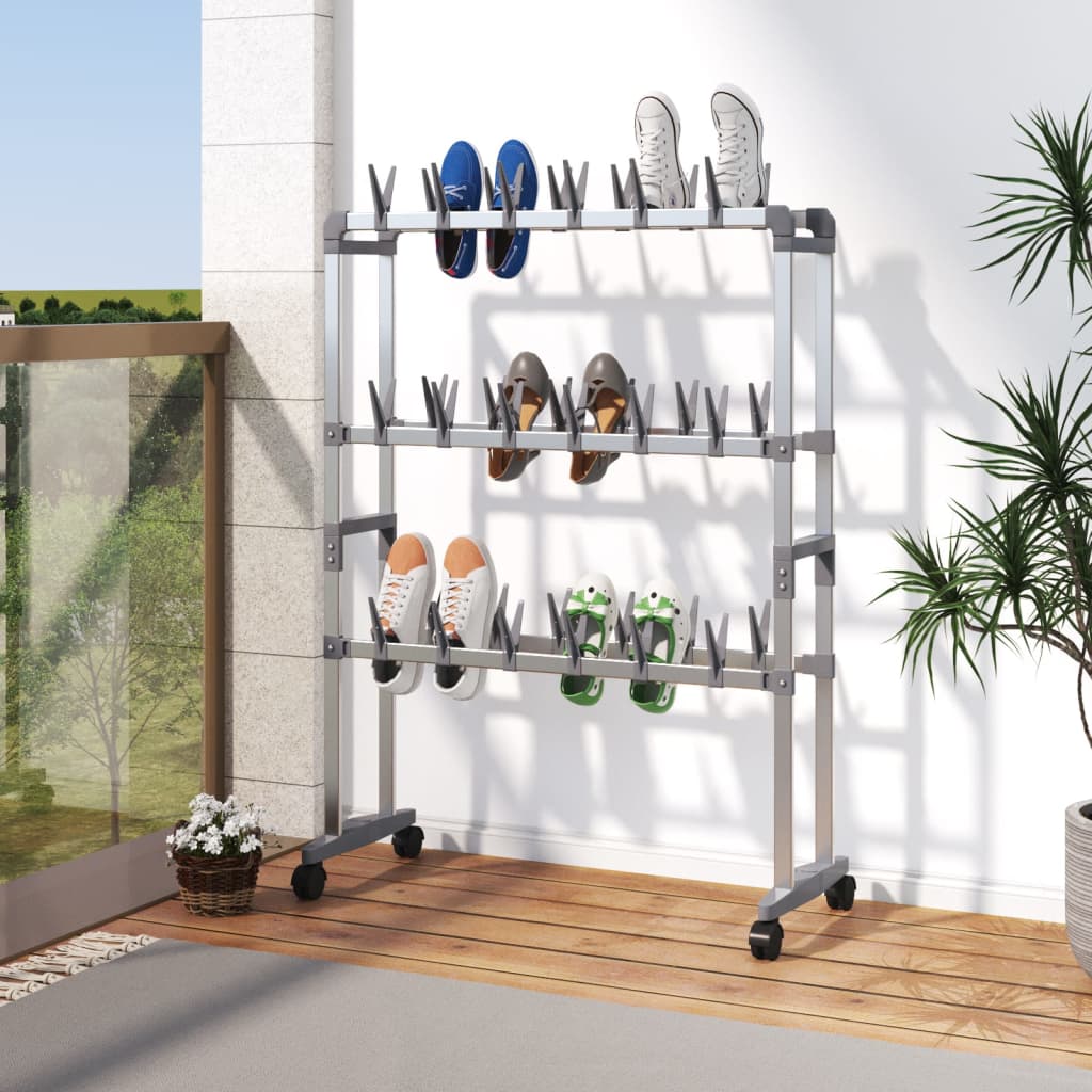 Vidaxx étagère à chaussures à roulettes 66x27x100 cm couleur argent