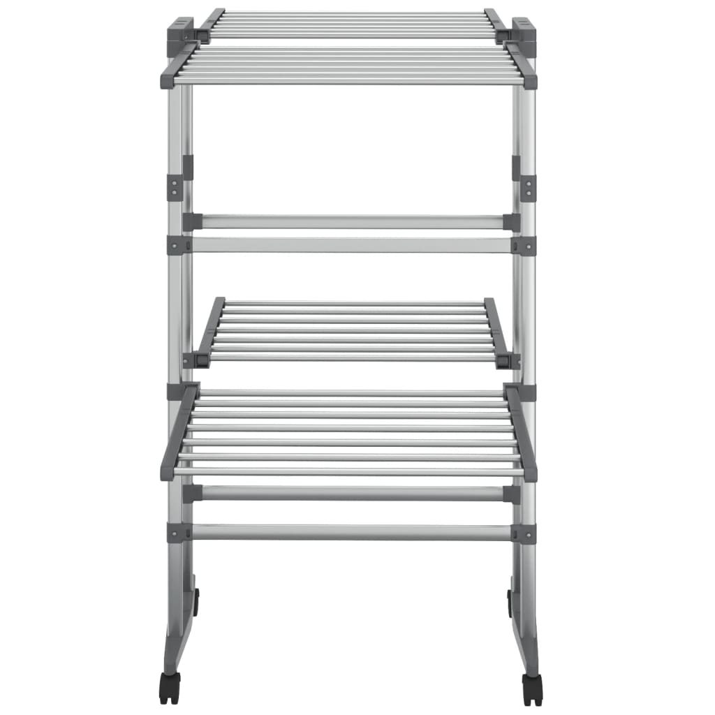 VidaXL étendoir 2 couches avec roulettes 60x70x106 cm couleur argent